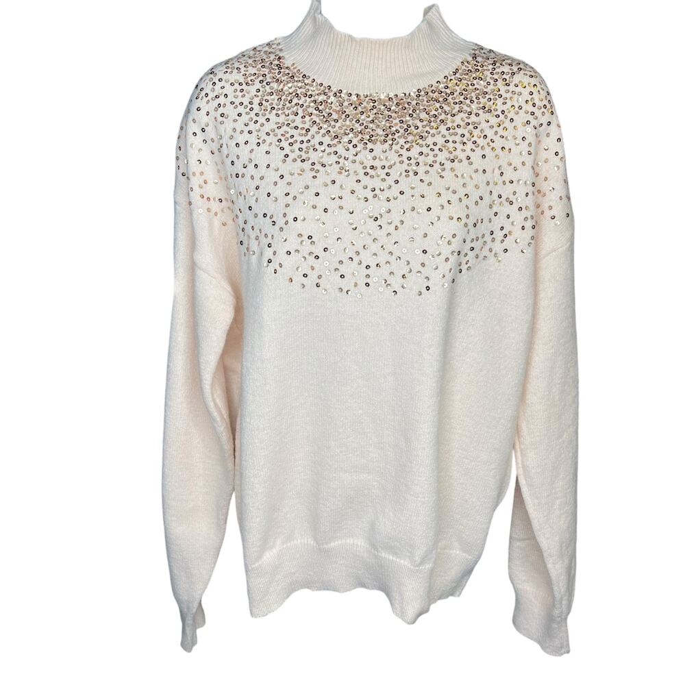 Listicle Sequin Stardust Peach Sweater Stardust Detail Sweater Top Blush Medium